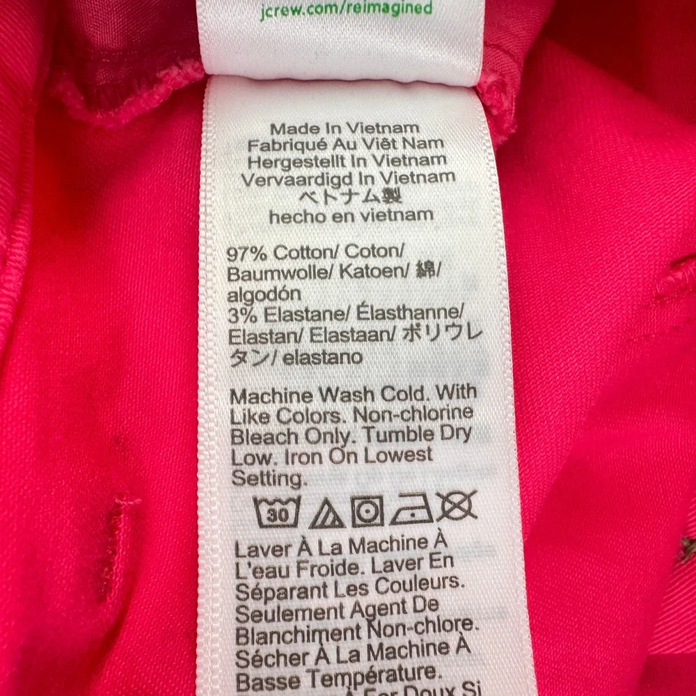 Hot‎ Pink J. Crew Button Mini Skirt Stretch Cotton Size 14 Bright Barbiecore